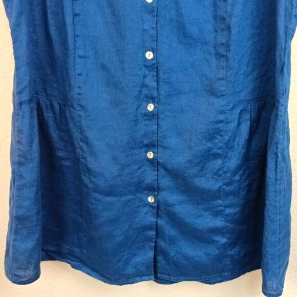 J. Jill Women 100% Linen Blue Sleeveless Button Down Tunic Top Sz 1X Resortwear - Picture 5 of 9